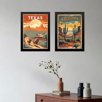 Kit 2 Quadros Decorativos Texas Arizona 33x24cm