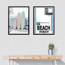 Kit 2 Quadros Decorativos Viajar Para Praia 33x24cm - com vidro