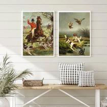Kit 2 Quadros Decorativos Vintage Caçada Inglesa 33x24cm Kit 2 Quadros Decorativos Vintage Caçada Inglesa 33x24cm