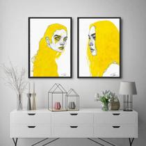 Kit 2 Quadros Decorativos Women Yellow 45X34Cm