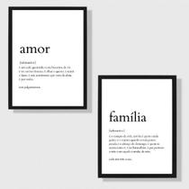 Kit 2 Quadros Definição Amor e Família 24x18cm Kit 2 Quadros Definição Amor e Família 24x18cm