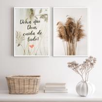 Kit 2 Quadros Deixa Que Deus CuidaDeTudo 24x18cm - com vidro Kit 2 Quadros Deixa Que Deus CuidaDeTudo 24x18cm - com vidro