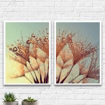 Kit 2 Quadros Dente De Leão Orvalho 33x24cm - com vidro Kit 2 Quadros Dente De Leão Orvalho 33x24cm - com vidro