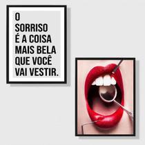 Kit 2 Quadros Dentista O Sorriso É A Coisa Mais Bela 33x24cm - com vidro Kit 2 Quadros Dentista O Sorriso É A Coisa Mais Bela 33x24cm - com vidro