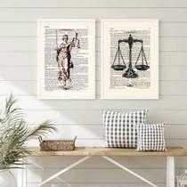 Kit 2 Quadros Deusa Da Justiça E Balança 24x18cm - com vidro Kit 2 Quadros Deusa Da Justiça E Balança 24x18cm - com vidro