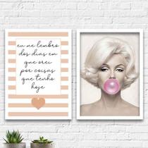 Kit 2 Quadros Dias Em Que Orei Chiclete 45x34cm - com vidro