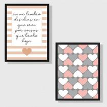 Kit 2 Quadros Dias Em Que Orei Corações 45X34 Moldura Branca