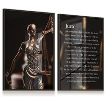 Kit 2 Quadros Direito Deusa da Justiça Juramento Balança