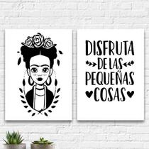 Kit 2 Quadros Disfruta Las Pequeñas Cosas 24x18cm - com vidro