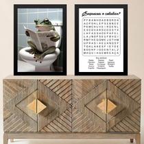 Kit 2 Quadros Divertidos Banheiro - Perereca 24x18cm - com vidro