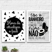 Kit 2 Quadros Divertidos Para Banheiro 24x18cm - com vidro