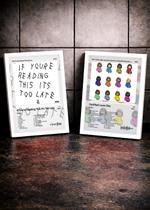 Kit 2 Quadros Drake IfYou+Ce C/ Vidro, Moldura Branca Tam:A4 Kit 2 Quadros Drake IfYou+Ce C/ Vidro, Moldura Branca Tam:A4