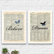Kit 2 Quadros Dream Believe Borboleta 45X34Cm Vidro - Preta Kit 2 Quadros Dream Believe Borboleta 45X34Cm Vidro - Preta