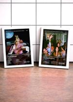 Kit 2 Quadros Dua Lipa Fu+Ne C/ Vidro, Moldura Branca Tam:A4