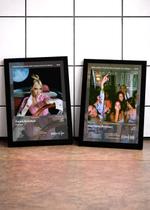 Kit 2 Quadros Dua Lipa Fu+New C/ Vidro, Moldura Preta Tam:A4