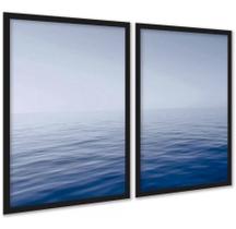 Kit 2 Quadros Efeito Pintura Mar Oceano ul 33X24Cm