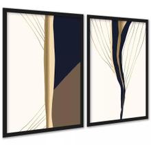 Kit 2 Quadros Elegantes Neutros Abstratos 45X34Cm