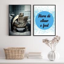 Kit 2 Quadros Engraçados Banheiro - Tartaruga 45X34Cm Vidro Kit 2 Quadros Engraçados Banheiro - Tartaruga 45X34Cm Vidro
