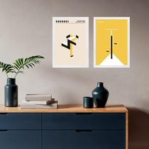 Kit 2 Quadros Esportes Corrida e Bike - Bauhaus Amarelo 45x34cm
