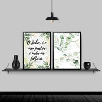 Kit 2 Quadros Evangélicos Salmo 23 45X34 Com Vidro - Preta