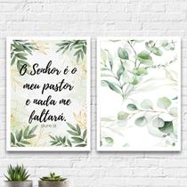 Kit 2 Quadros Evangélicos Salmo 23 45x34cm - com vidro