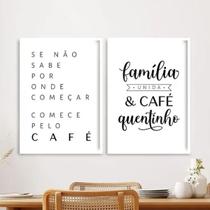 Kit 2 Quadros Família Unida e Café 33x24cm - com vidro