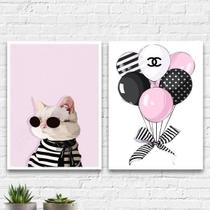 Kit 2 Quadros Fashion Marca Famosa 33X24Cm - Com Vidro