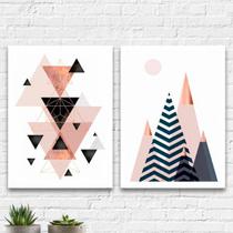 Kit 2 Quadros Figuras Geométricas Roses 24x18cm Kit 2 Quadros Figuras Geométricas Roses 24x18cm