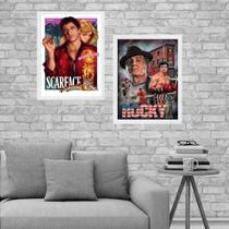 Kit 2 Quadros Filmes Rocky E Scarface 33X24Cm - Com Vidro