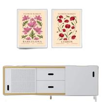 Kit 2 Quadros Flower Market - Lisboa E Barcelona 24X18Cm Kit 2 Quadros Flower Market - Lisboa E Barcelona 24X18Cm