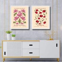 Kit 2 Quadros Flower Market - Lisboa E Barcelona 45X34Cm Kit 2 Quadros Flower Market - Lisboa E Barcelona 45X34Cm