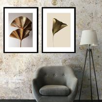 Kit 2 Quadros Folhas Bronze - 60x48cm Kit 2 Quadros Folhas Bronze - 60x48cm