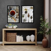 Kit 2 Quadros Fotografia Chá- Ervas 45X34Cm