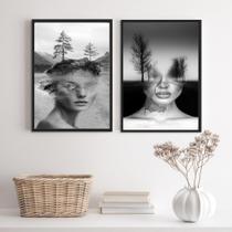 Kit 2 Quadros Fotografias Abstratas Mulheres Árvores 33x24cm