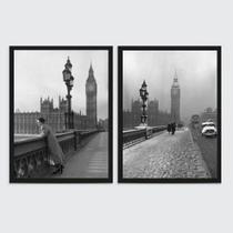 Kit 2 Quadros Fotografias Antigas Londres 33x24cm - com vidro Kit 2 Quadros Fotografias Antigas Londres 33x24cm - com vidro