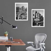 Kit 2 Quadros Fotografias Antigas São Paulo 33x24cm - com vidro