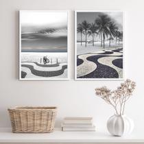 Kit 2 Quadros Fotografias Calçada De Copacabana 24x18cm - com vidro