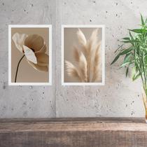 Kit 2 Quadros Fotografias Flores Bege - Quarto Sala 24x18cm - com vidro Kit 2 Quadros Fotografias Flores Bege - Quarto Sala 24x18cm - com vidro