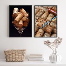 Kit 2 Quadros Fotografias Rusticas VinhoRolhas 33x24cm - com vidro Kit 2 Quadros Fotografias Rusticas VinhoRolhas 33x24cm - com vidro