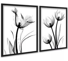 Kit 2 Quadros Fotos Flores Tulipas Minimalistas 33X24Cm