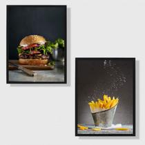 Kit 2 Quadros Fotos Hambúrguer E Batata Frita 45x34cm Kit 2 Quadros Fotos Hambúrguer E Batata Frita 45x34cm