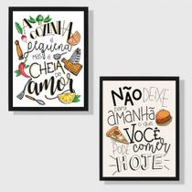 Kit 2 Quadros Frases Cozinha Humor 33x24cm - com vidro