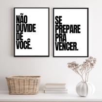 Kit 2 Quadros Frases Motivacionais - Vencer 33x24cm - com vidro Kit 2 Quadros Frases Motivacionais - Vencer 33x24cm - com vidro