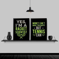 Kit 2 Quadros Frases Tennis 24X18Cm Preta