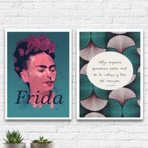 kit 2 Quadros Frida Las Mejores Personas 33x24cm - com vidro