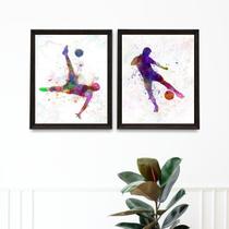 Kit 2 Quadros Futebol - Aquarela 33x24cm Kit 2 Quadros Futebol - Aquarela 33x24cm