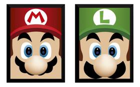 Kit 2 Quadros Game Arte Mario E Luidi Posters Moldurados