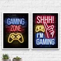 Kit 2 Quadros Gaming Zone 33x24cm - com vidro