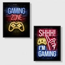 Kit 2 Quadros Gaming Zone 45X34Cm Preta