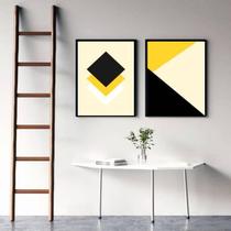 Kit 2 Quadros Geométricos Amarelo E Preto 24X18Cm - Branca